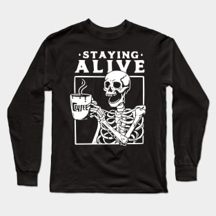 Coffee Addict Skeleton Long Sleeve T-Shirt